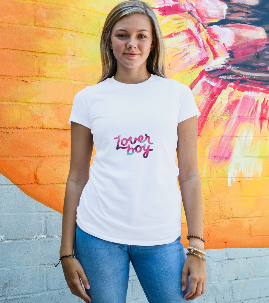 Loverboy Pastel Gradient Typography T-Shirt