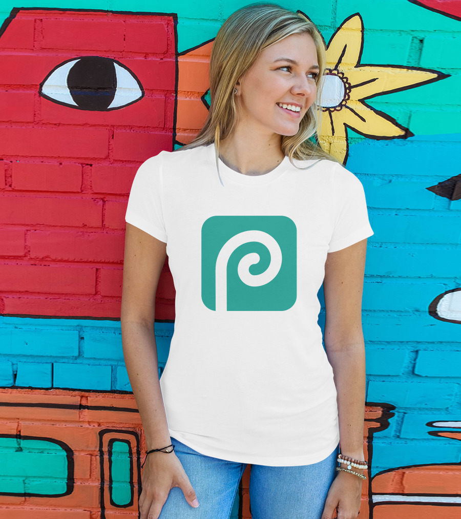 Photopea Logo Green Square Icon With White Curved P T-Shirt