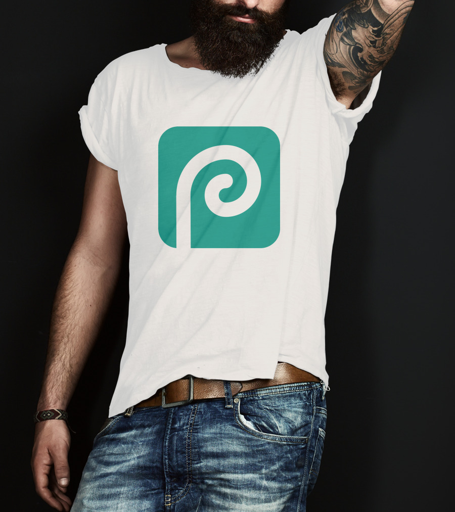 Photopea Logo Green Square Icon With White Curved P T-Shirt