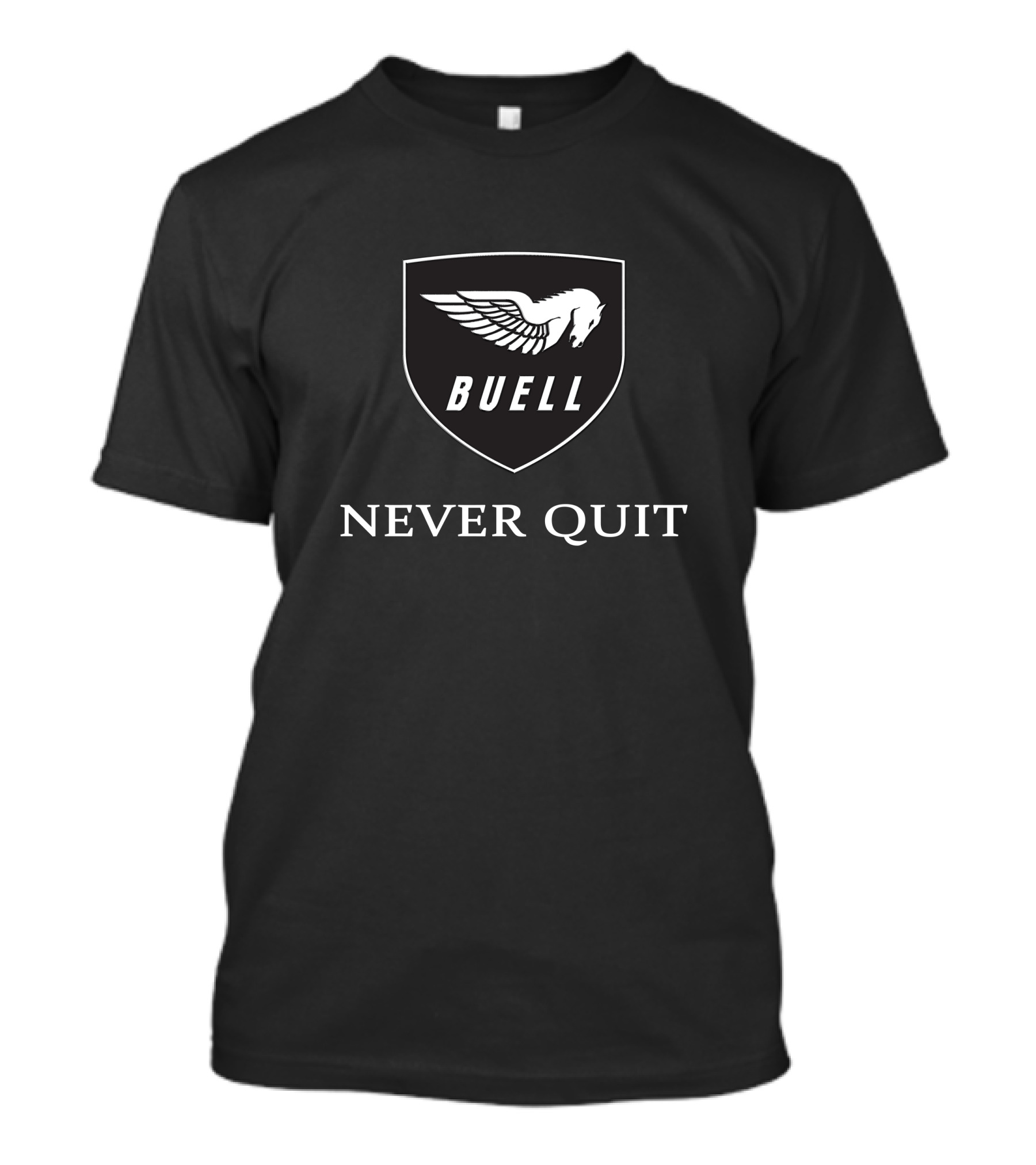 BUELL NEVER QUIT Winged Horse Emblem T-Shirt