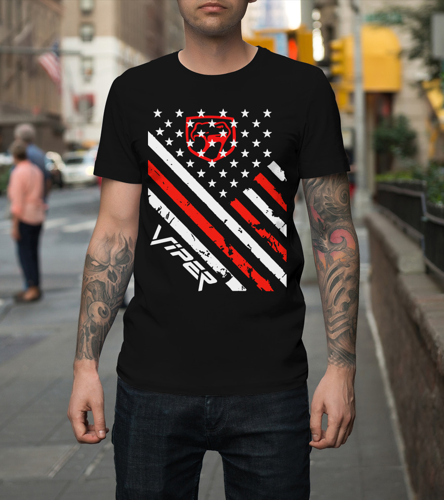 Dodge Viper American Flag Stripes And Stars T-Shirt