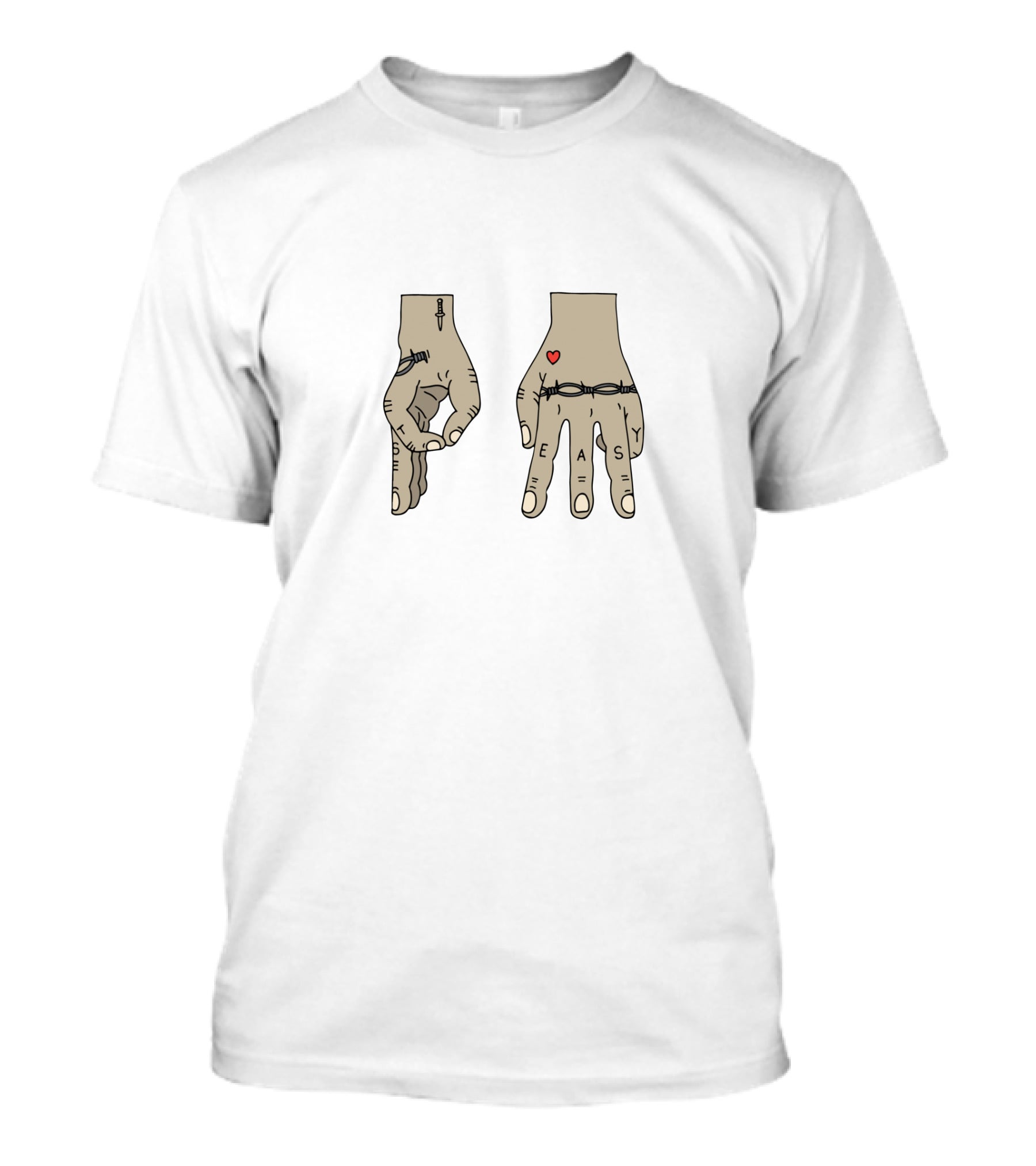 Post Malone Hand Tattoos Barbed Wire Heart T-Shirt