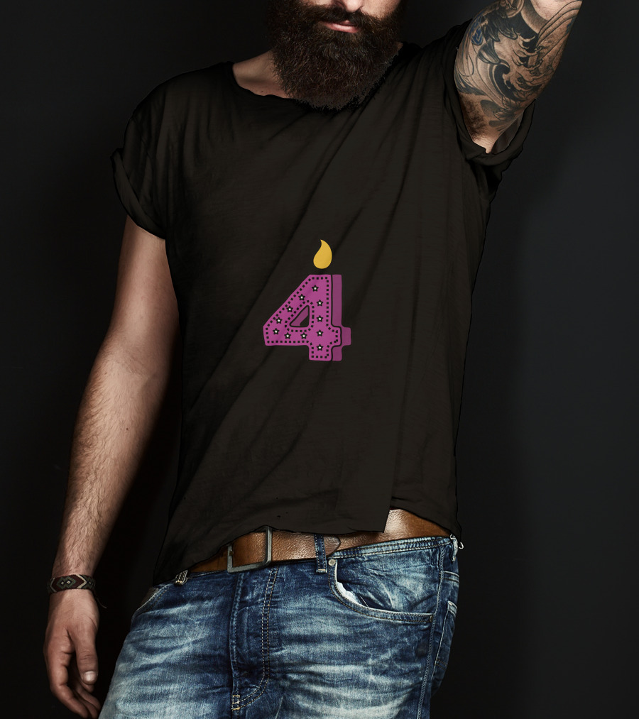 Four Pink Candle With Stars And Flame T-Shirt