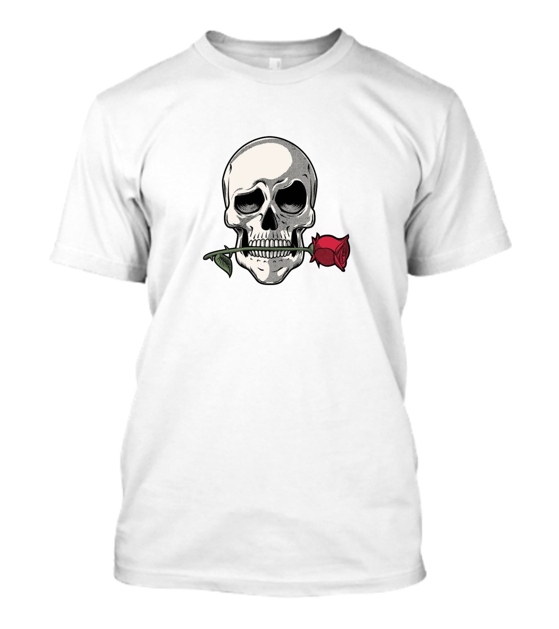 Alluring Skull With Rose T-Shirt