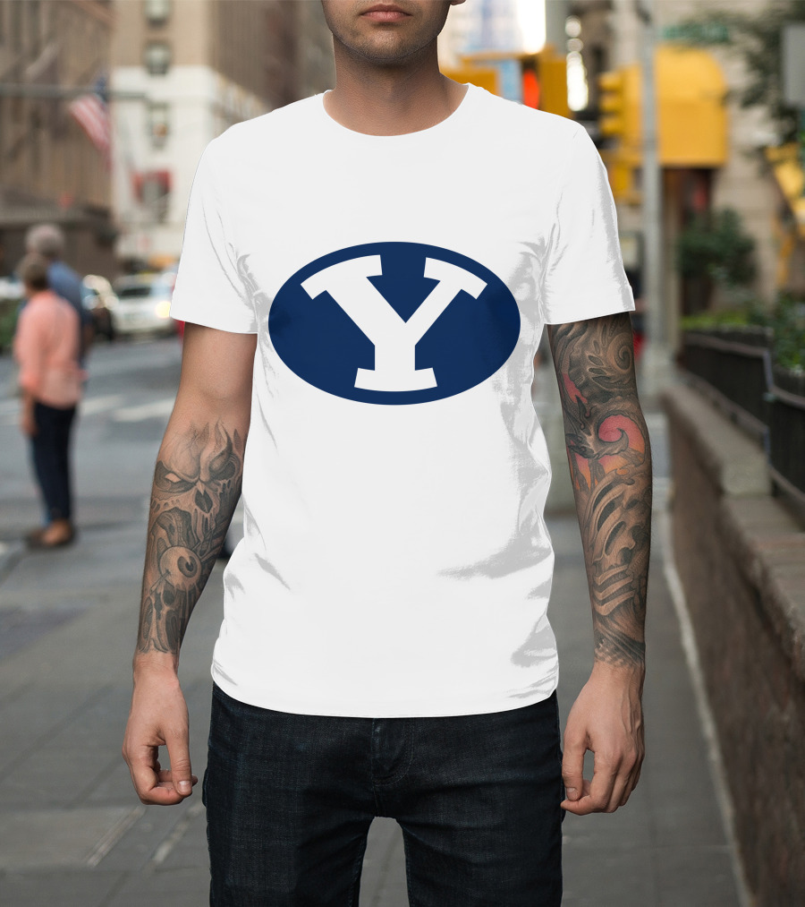 Brigham Young Cougars Y Logo Blue Oval T-Shirt