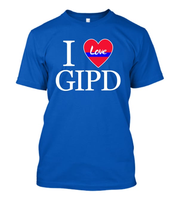 I Love GIPD Heart Symbol Blue Background T-Shirt