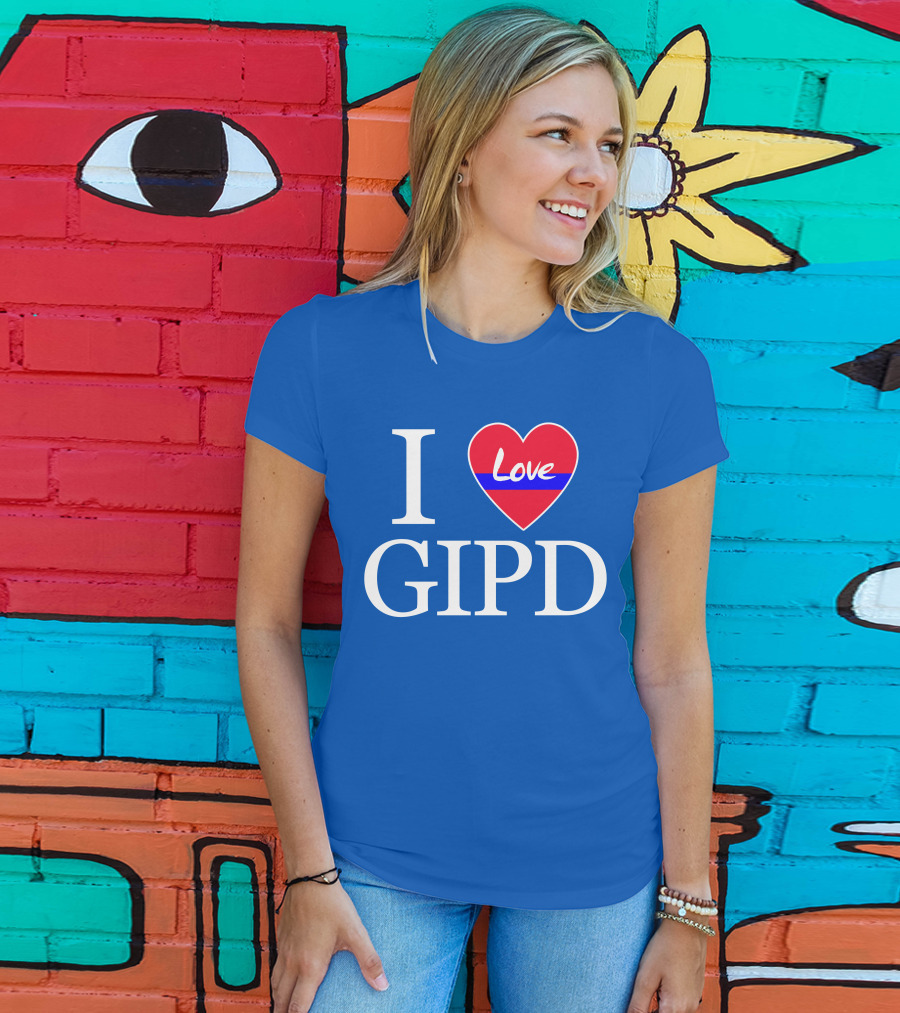 I Love GIPD Heart Symbol Blue Background T-Shirt