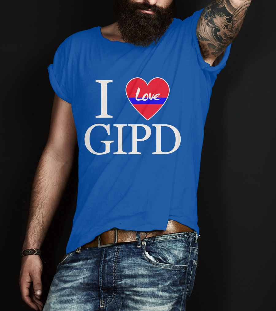 I Love GIPD Heart Symbol Blue Background T-Shirt