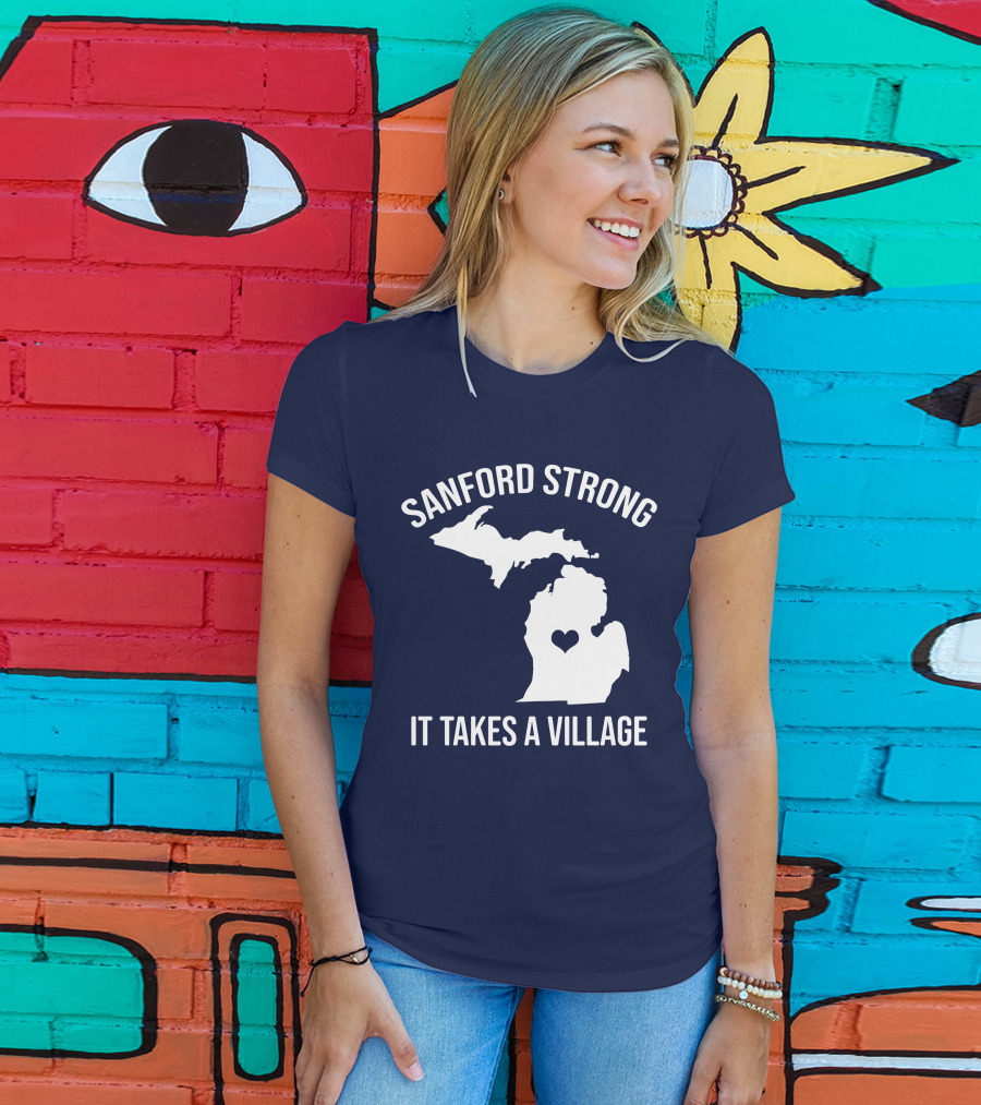 Sanford Strong It Takes A Village Michigan Map Heart T-Shirt
