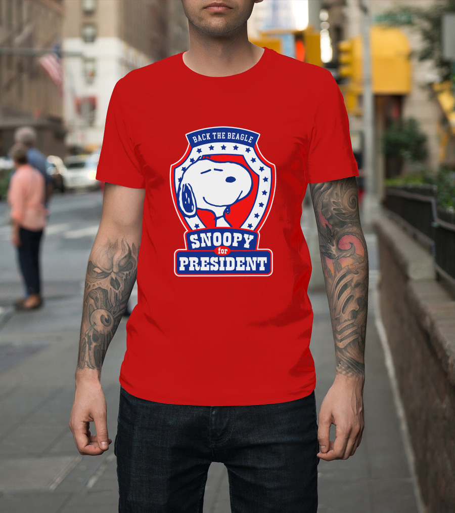Back the Beagle Snoopy for President Campaign Badge T-Shirt