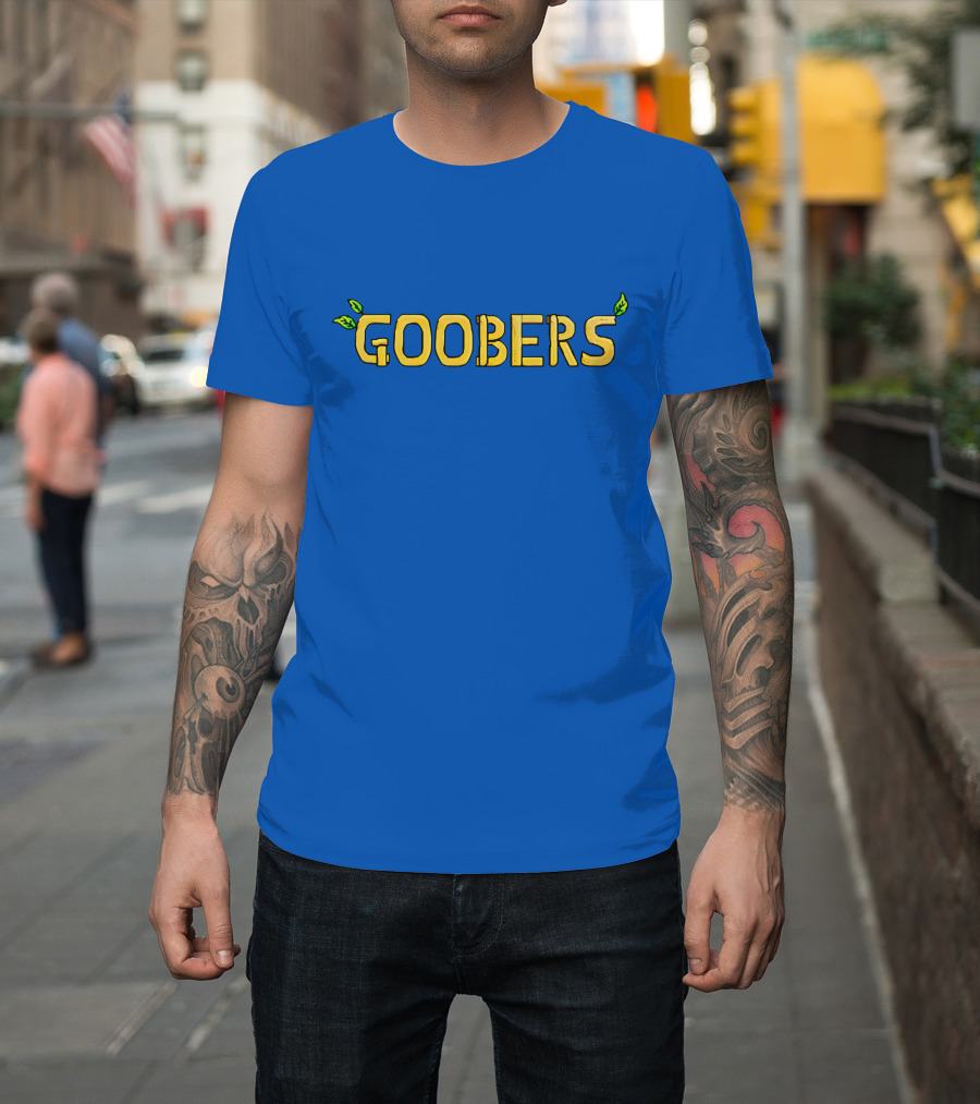 GOOBERS Nature Inspired Typography With Leaves T-Shirt