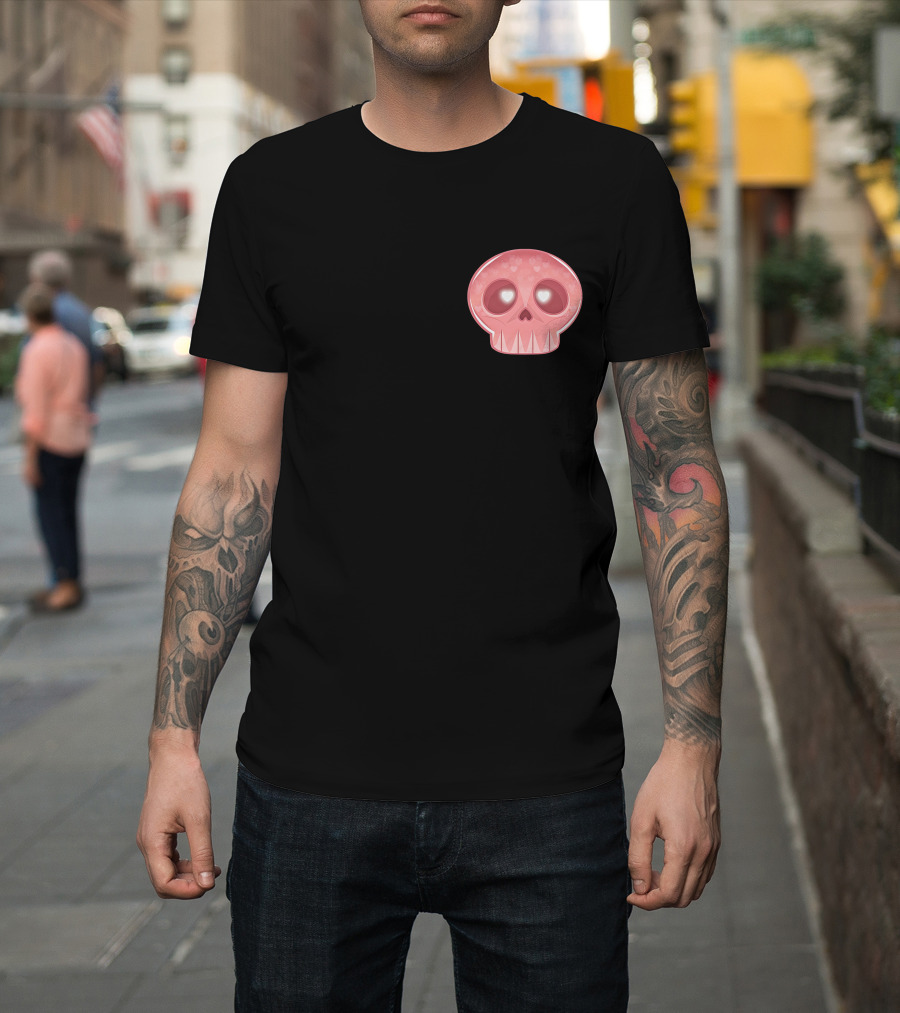 LukeIs Deaddd Pink Heart-Eyed Skull T-Shirt