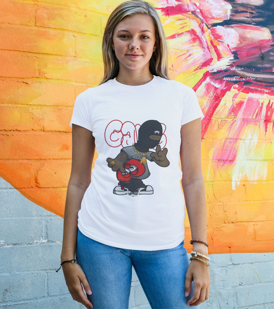 Ski Mask Heart GloGangWorldWide Cartoon Character With Chain And Tattoo T-Shirt