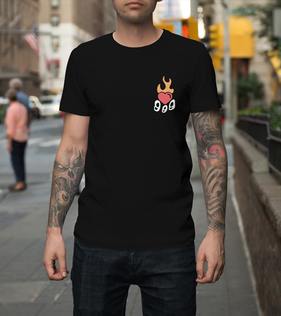 999 Club Flaming Heart Logo Juice Wrld Merch Store T-Shirt