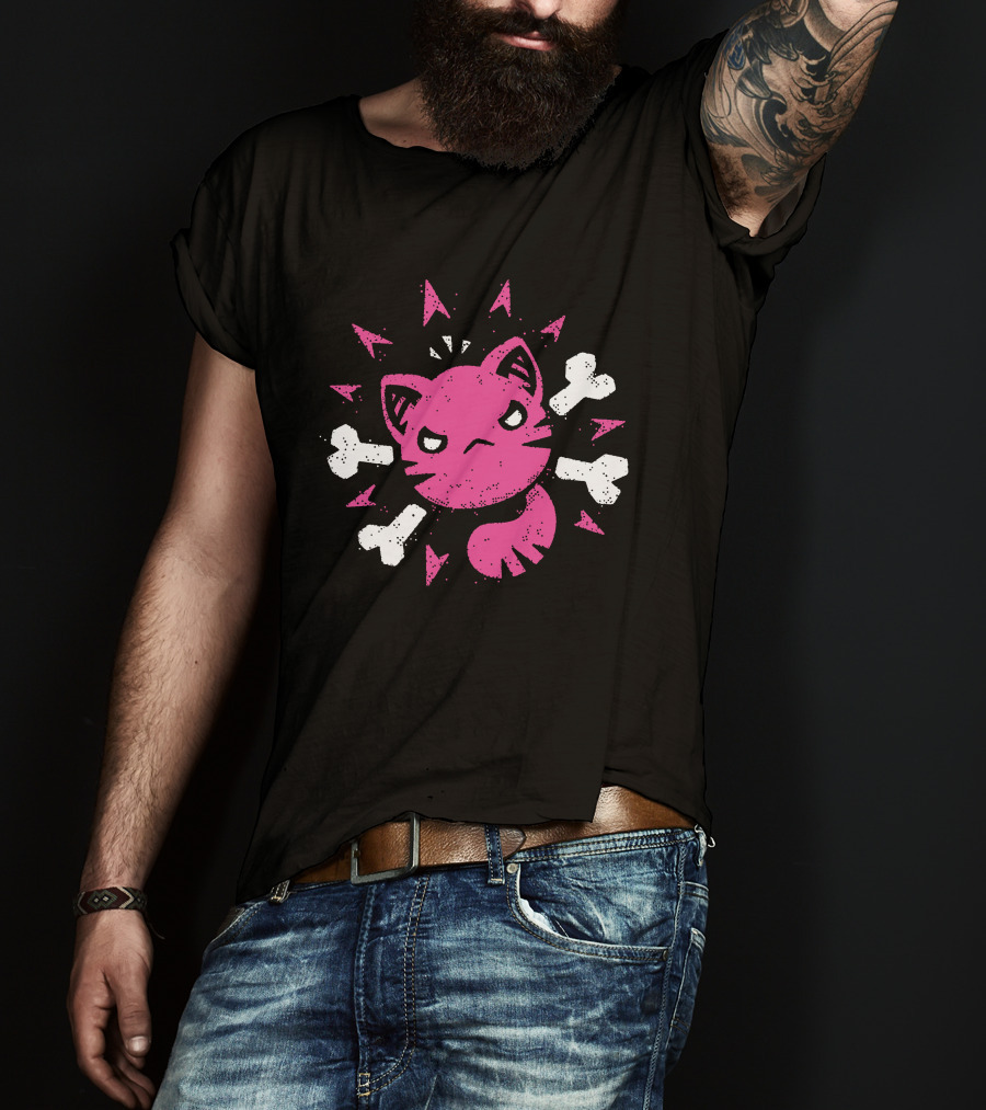 Slime Rancher Merch Ferocious Feral Pink Cat Tony Kuchar T-Shirt