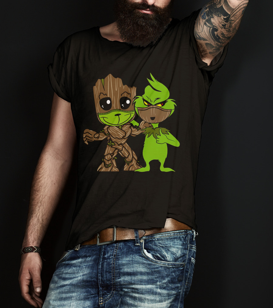 Groot Meets The Grinch Crossover Character Mashup T-Shirt
