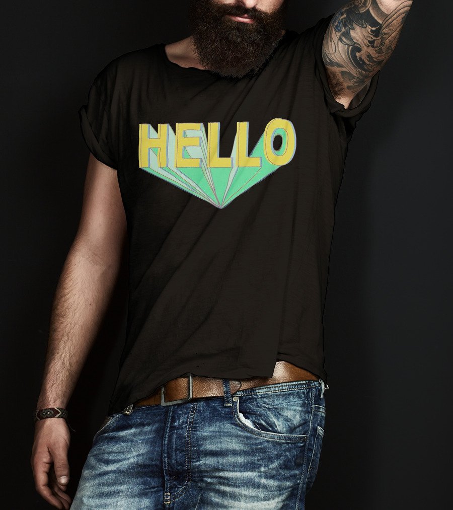 Shubble Hello Geometric 3D Text Merch T-Shirt