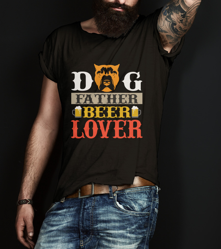 Dog Father Beer Lover Father's Day Gift Idea T-Shirt