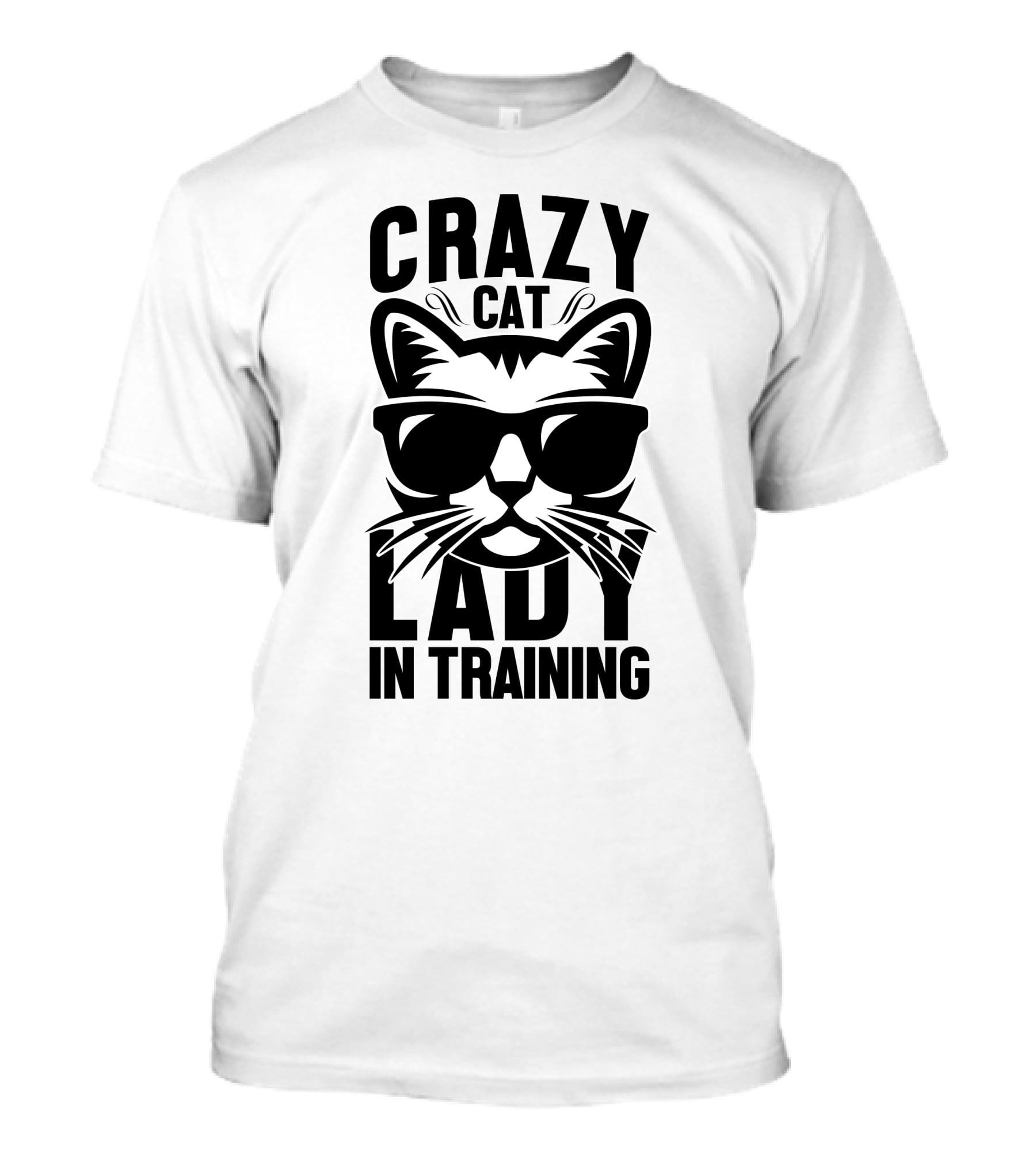 Crazy Cat Lady In Training With Sunglasses Cat Face T-Shirt