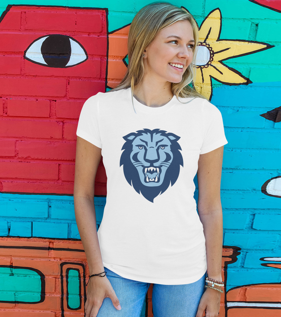 Columbia Lions Roaring Emblem Icon In Blue T-Shirt