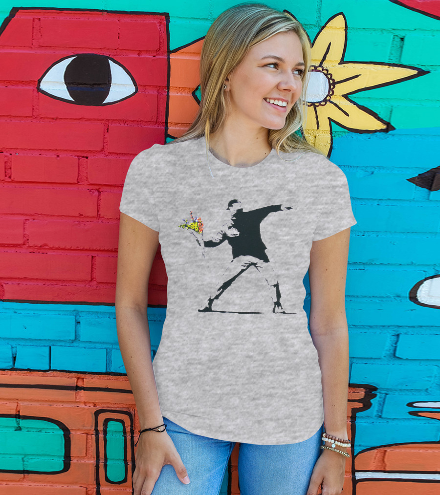 Banksy Flower Thrower Stencil T-Shirt