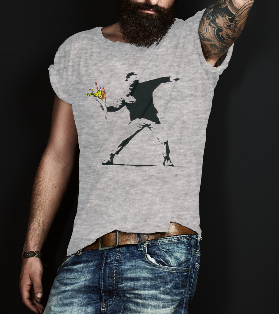 Banksy Flower Thrower Stencil T-Shirt