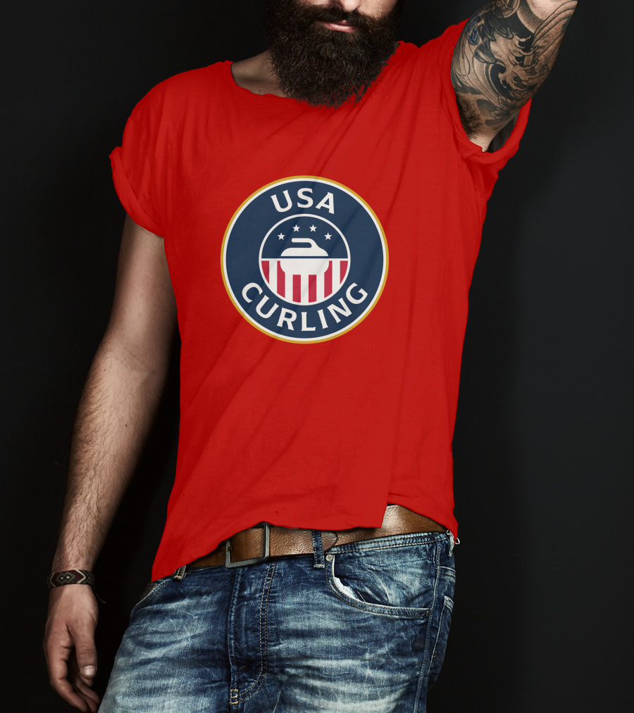 USA Curling Team Peterson Red Emblem T-Shirt