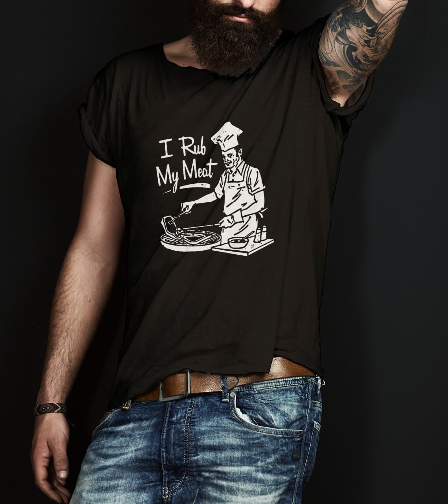 M00nshot I Rub My Meat Chef Grilling Cooking Apron BBQ T-Shirt