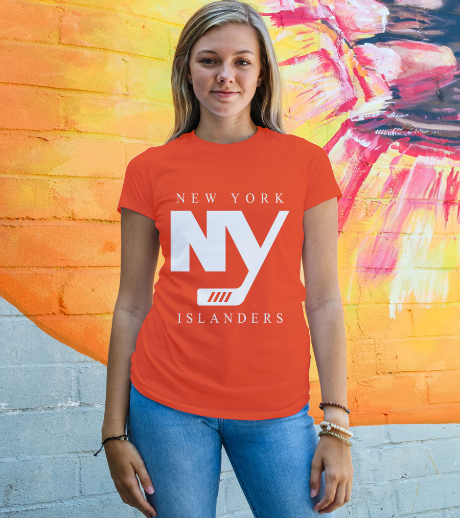 New York Islanders NY Hockey Text Stamp T-Shirt