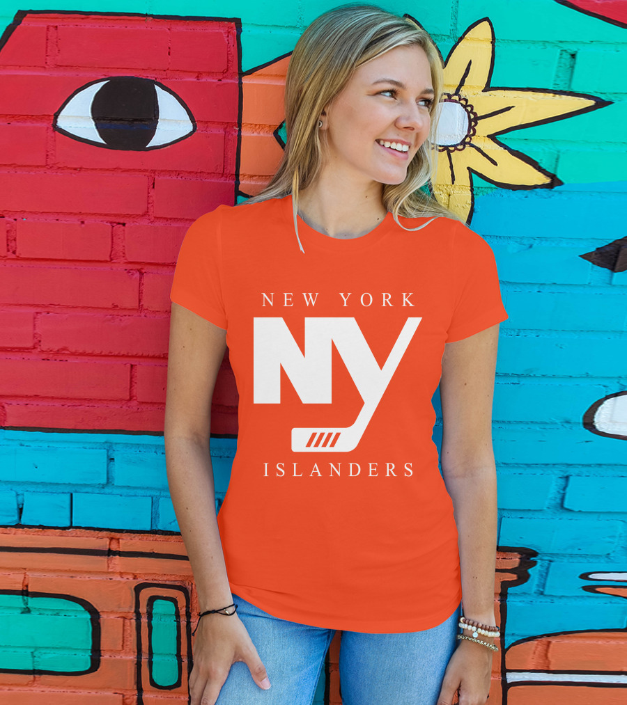 New York Islanders NY Hockey Text Stamp T-Shirt