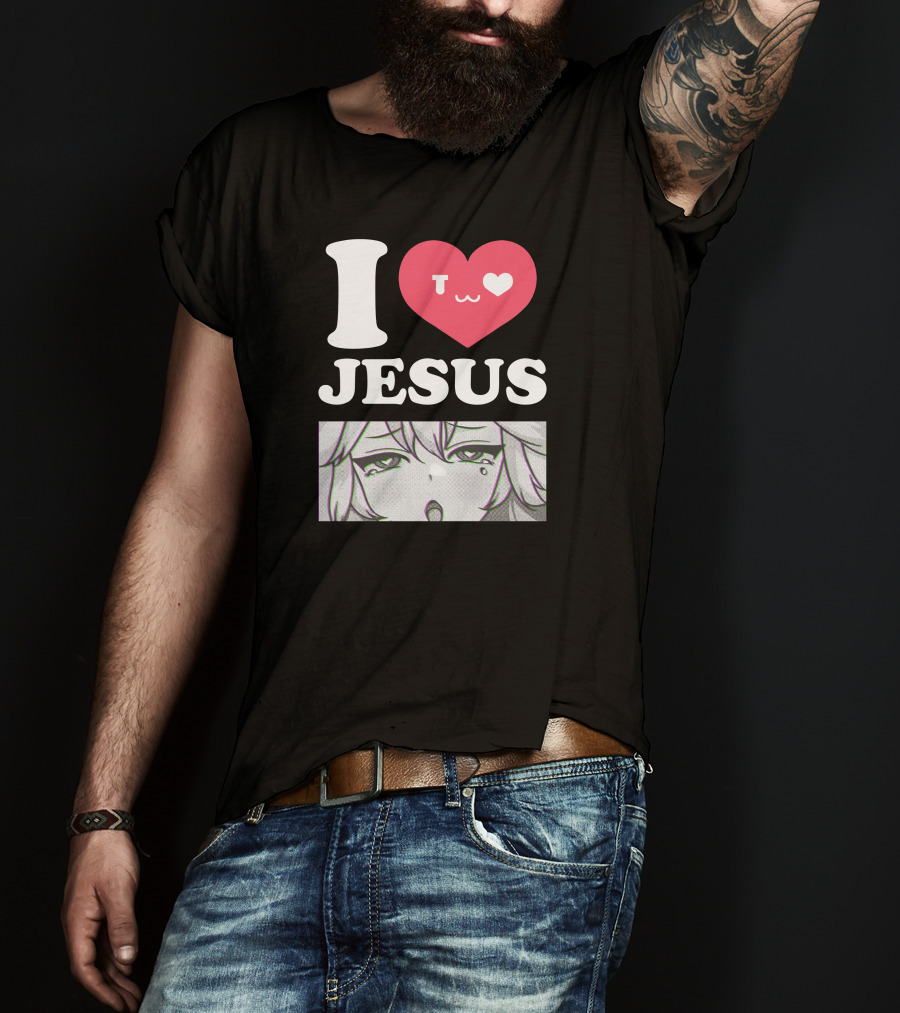 Vshojo I Love Jesus Heart Anime Face UwU Expression T-Shirt