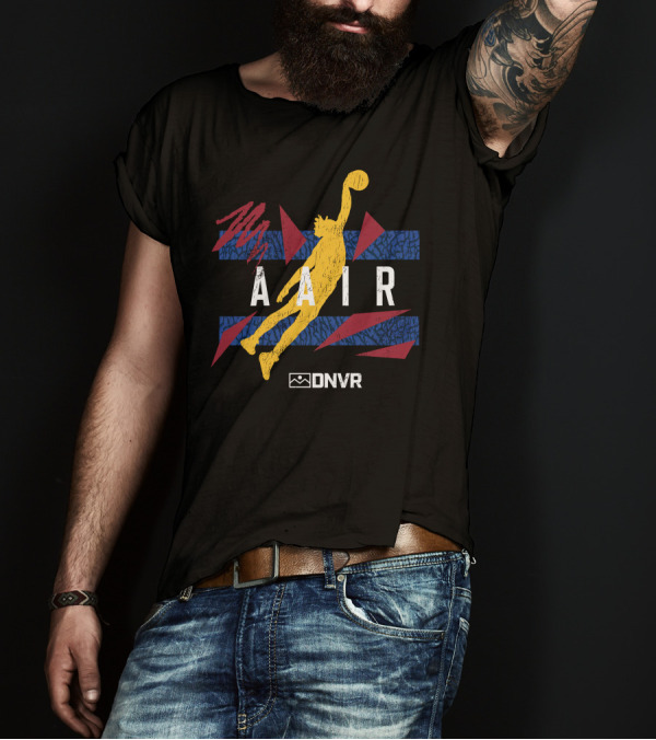 AAIR AG Basketball Jump With Blue And Red Geometric Elements T-Shirt