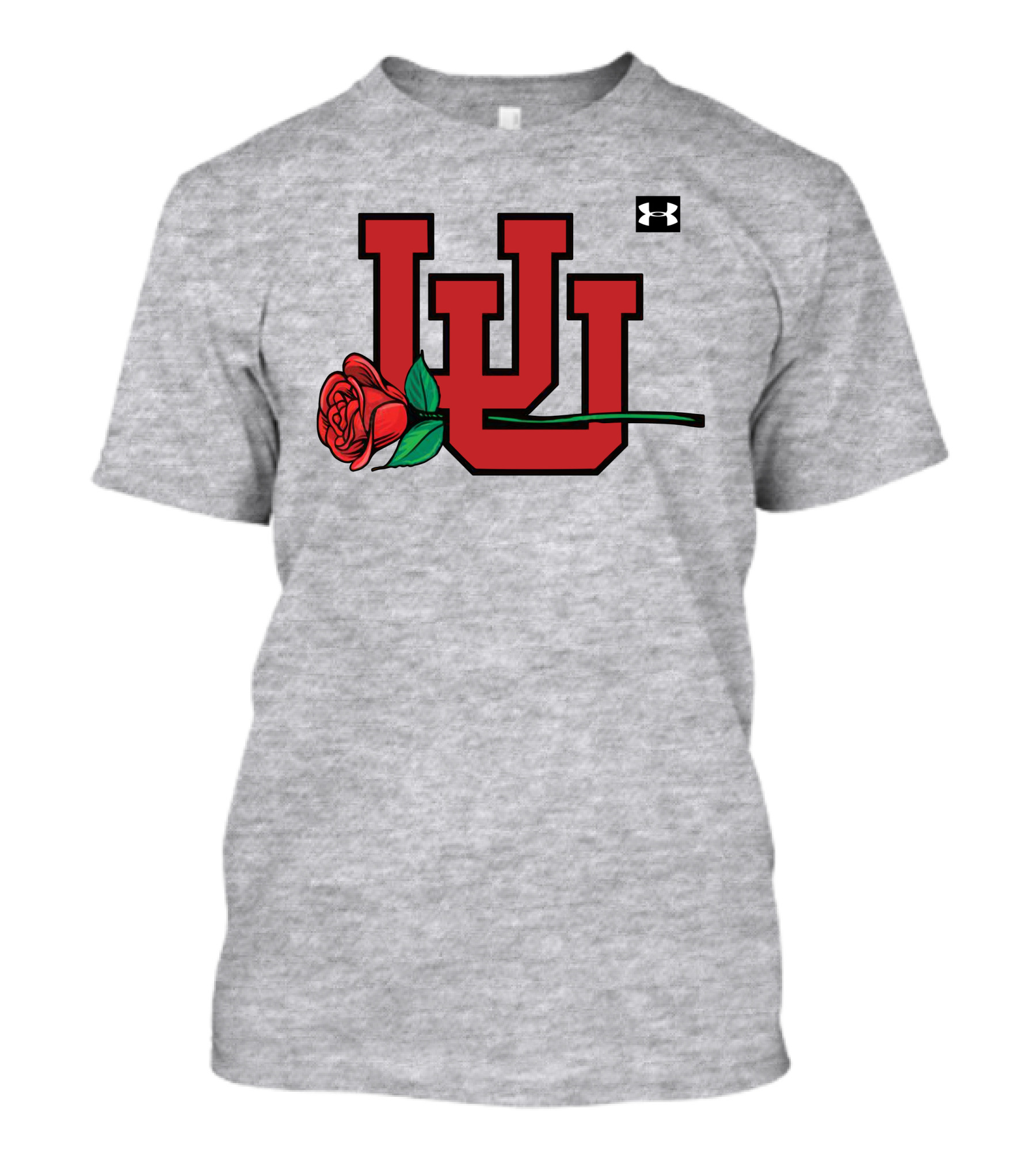 Utah Utes Interlocking Logo With Rose Under Armour Football T-Shirt