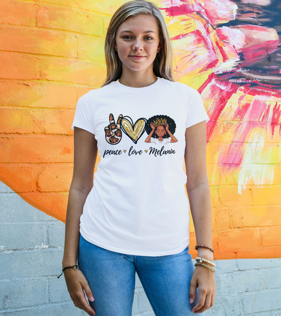 Peace Love Melanin Black Lives Matter Human Rights Equality Empowerment Icons T-Shirt