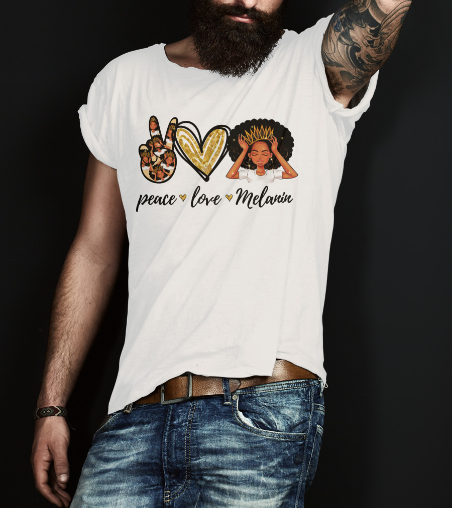 Peace Love Melanin Black Lives Matter Human Rights Equality Empowerment Icons T-Shirt