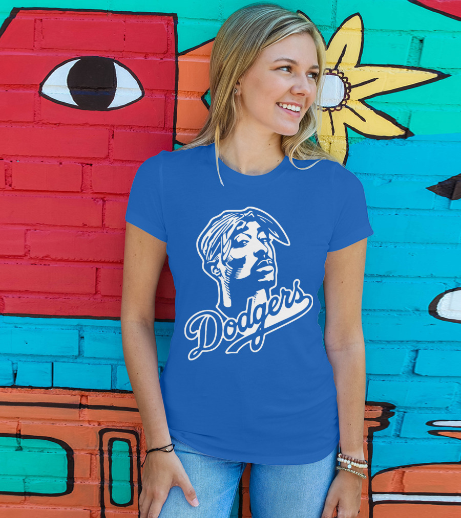 Tupac Dodgers Urban Streetwear Icon Collaboration T-Shirt