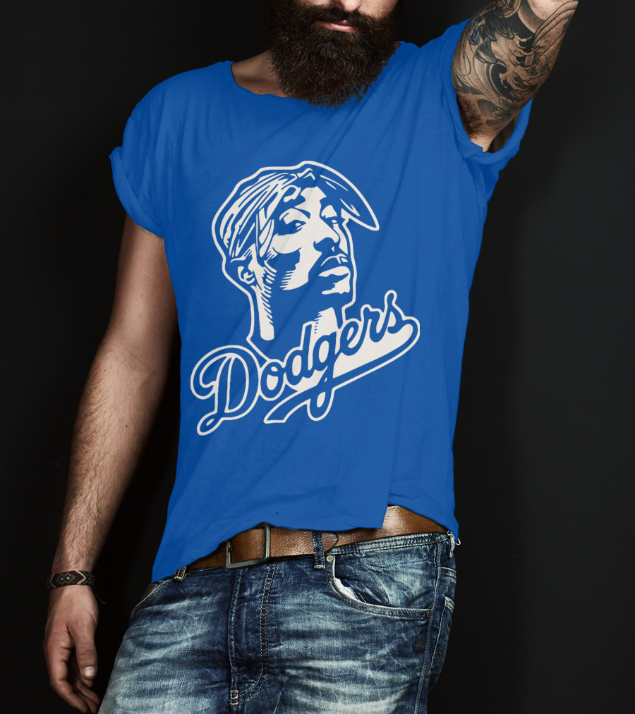 Tupac Dodgers Urban Streetwear Icon Collaboration T-Shirt