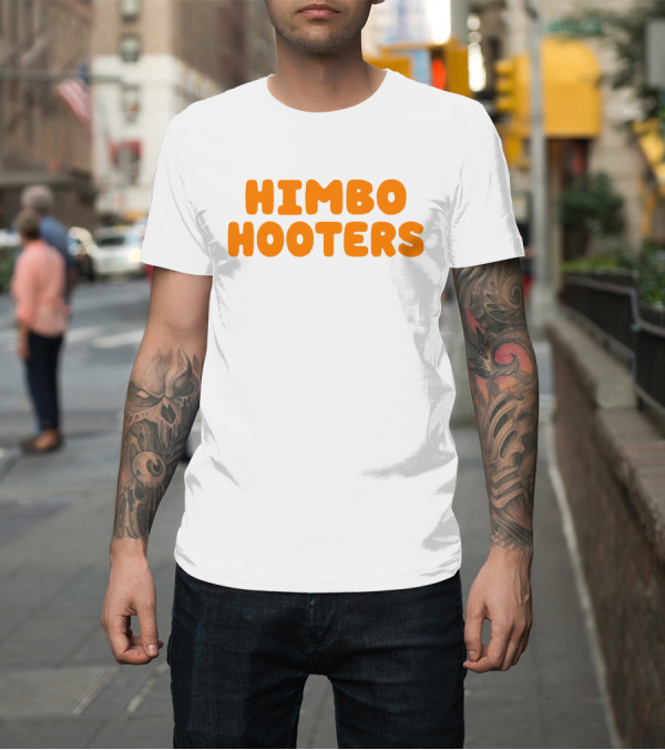 Shirt: Himbo Hooters Bold Orange Retro-Inspired Text T-Shirt Himbo Hooters Bold Orange Retro-Inspired Text T-Shirt