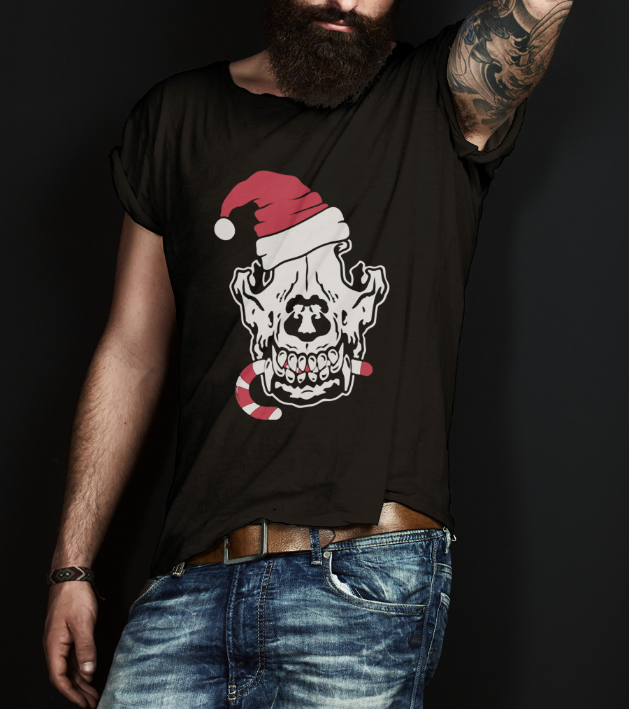 Streetspeed717 Skull Santa Candy Cane Holiday T-Shirt