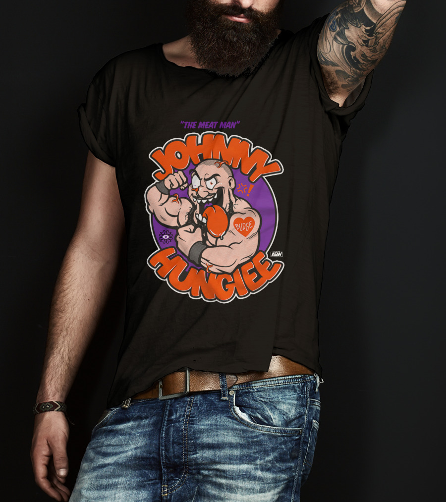 AEW Johnny Hungiee The Meat Man Budge T-Shirt