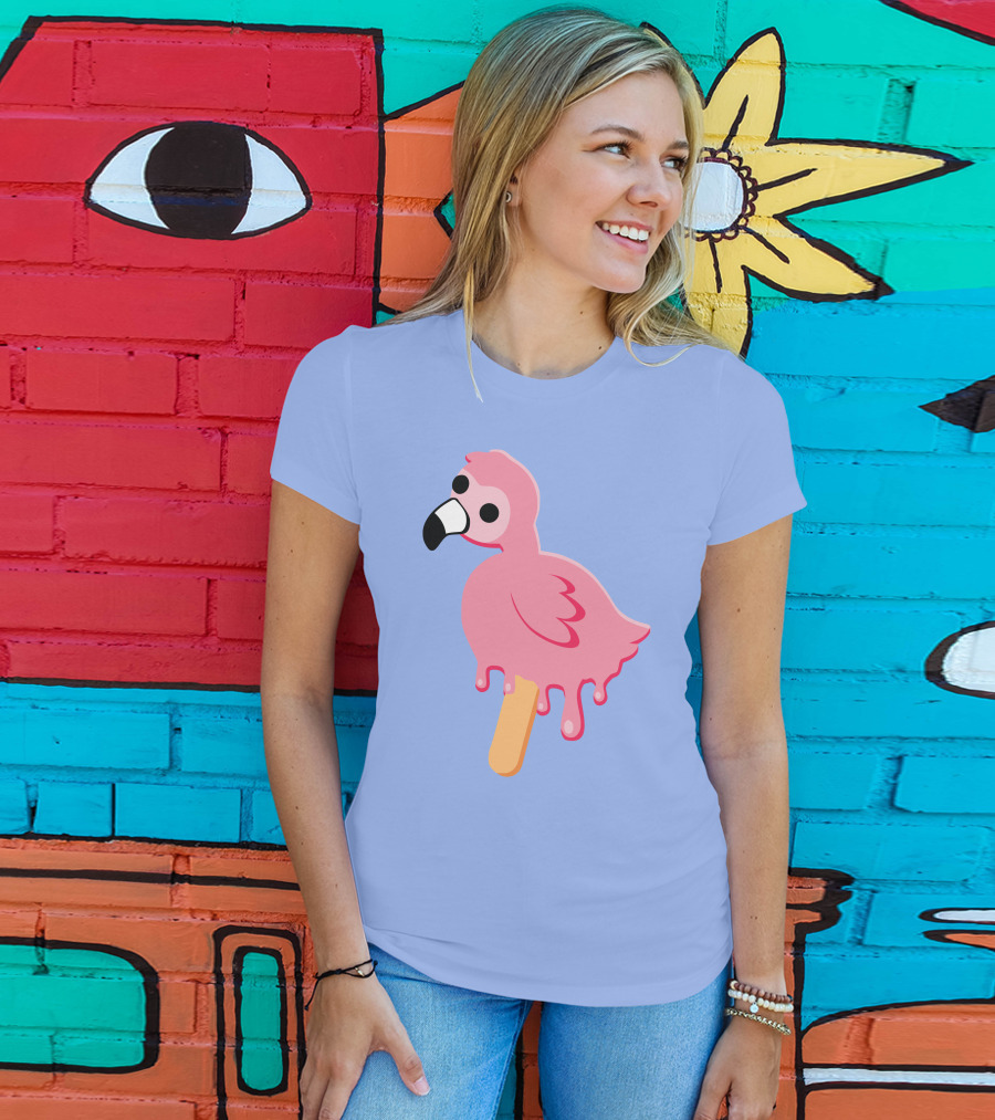 Flamingo Popsicle Melting Drip T-Shirt