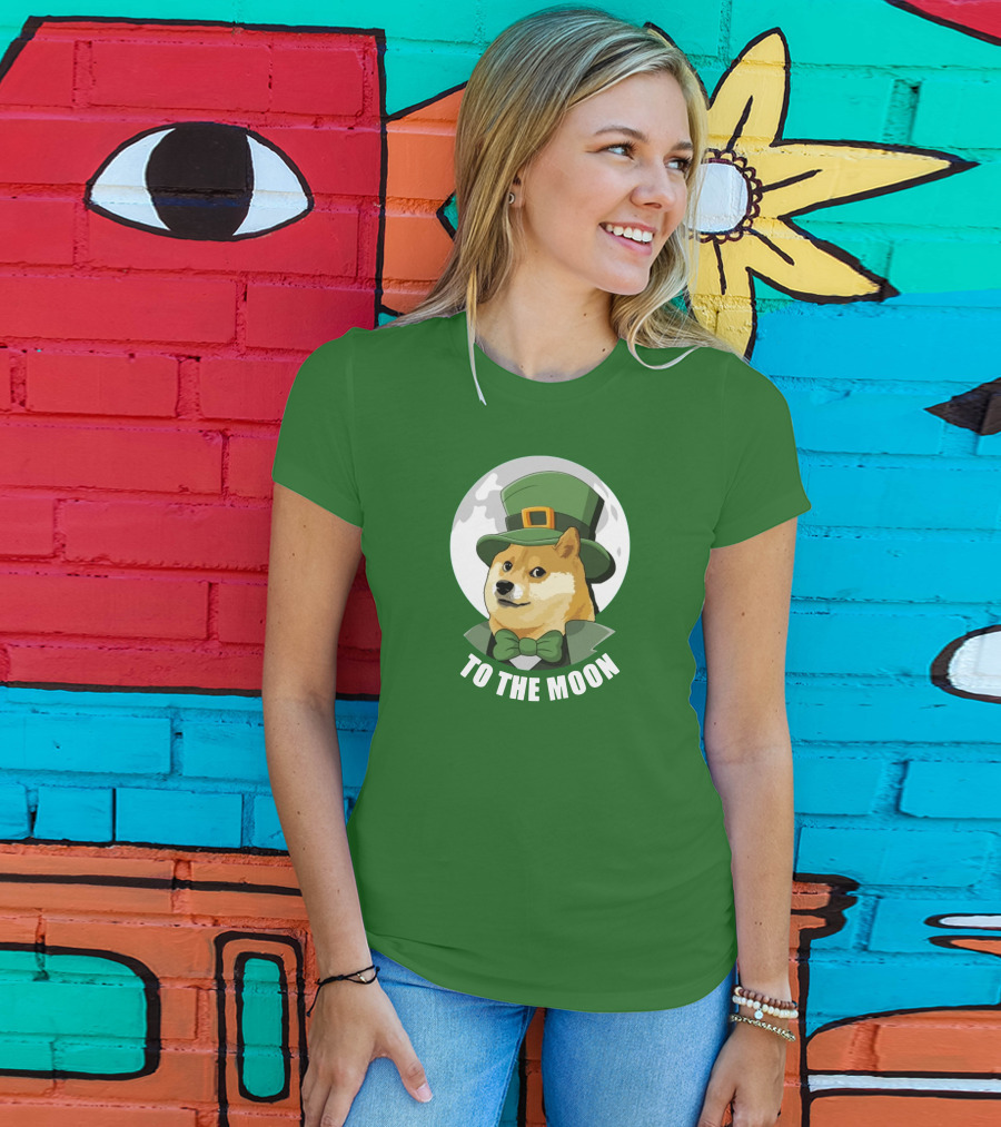 TO THE MOON Doge Leprechaun T-Shirt