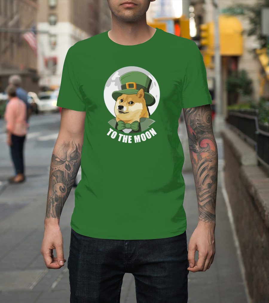 TO THE MOON Doge Leprechaun T-Shirt