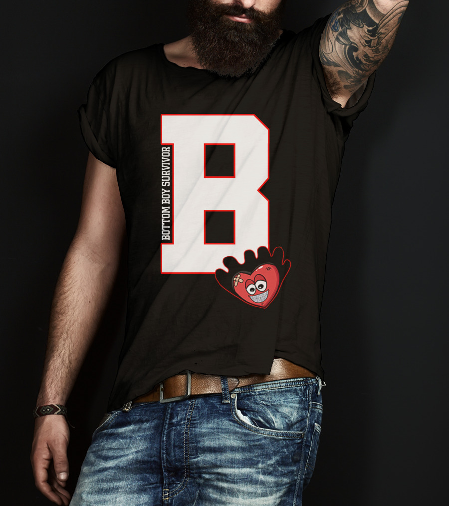 Bottom Boy Survivor B With Cartoon Heart T-Shirt
