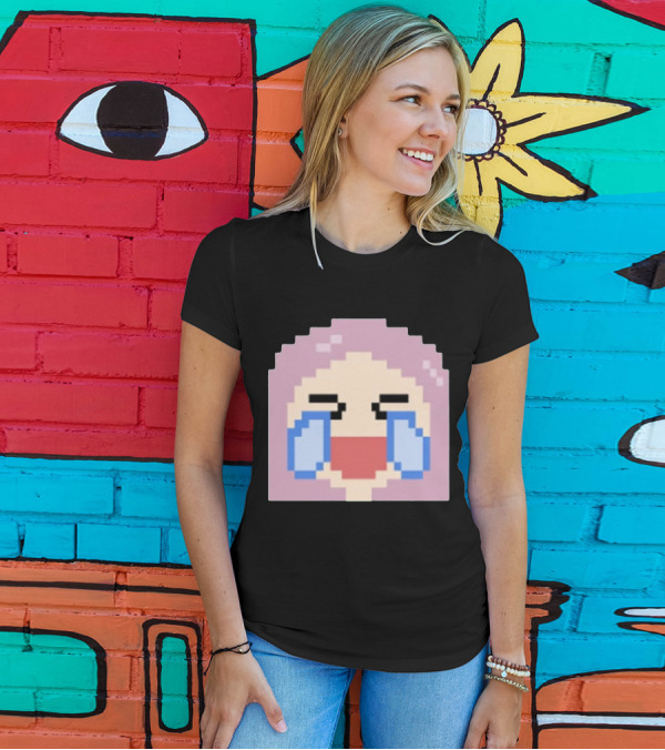 Fufambam Shop Pixel Art Crying Laughing Face T-Shirt