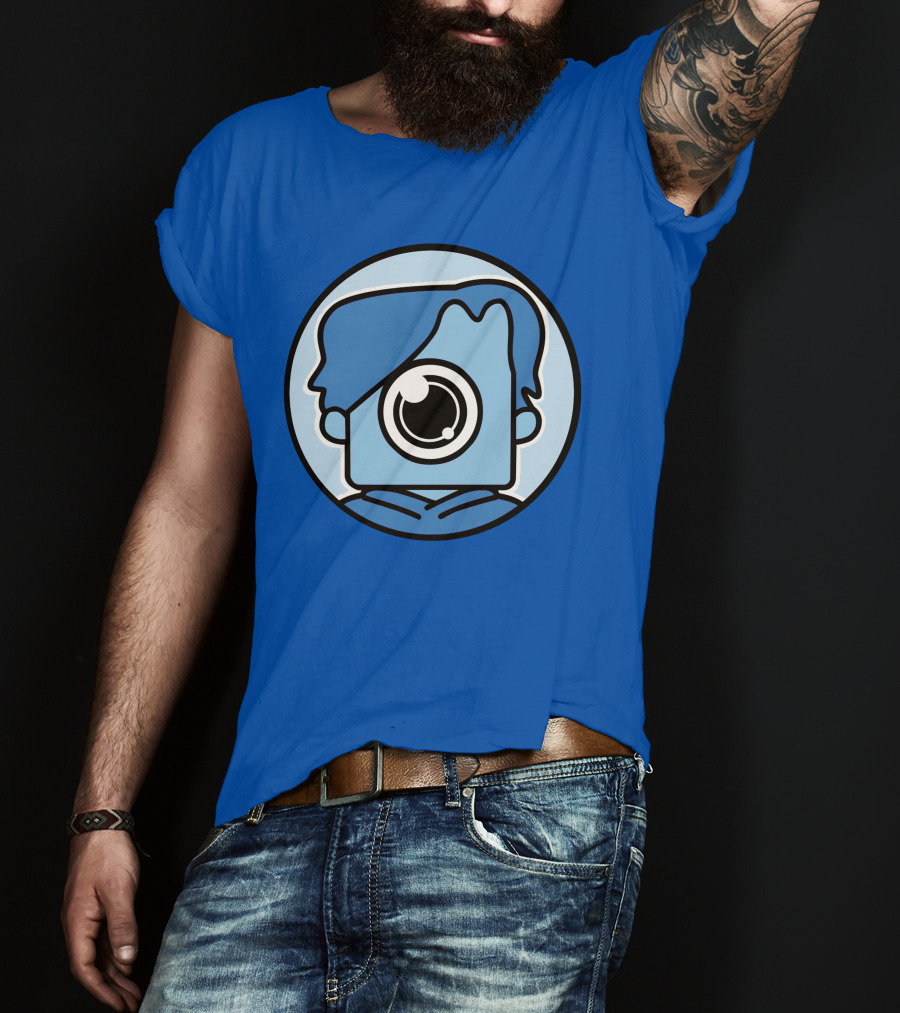 NewScapePro Blue Circle Cartoon Character With Camera Eye T-Shirt