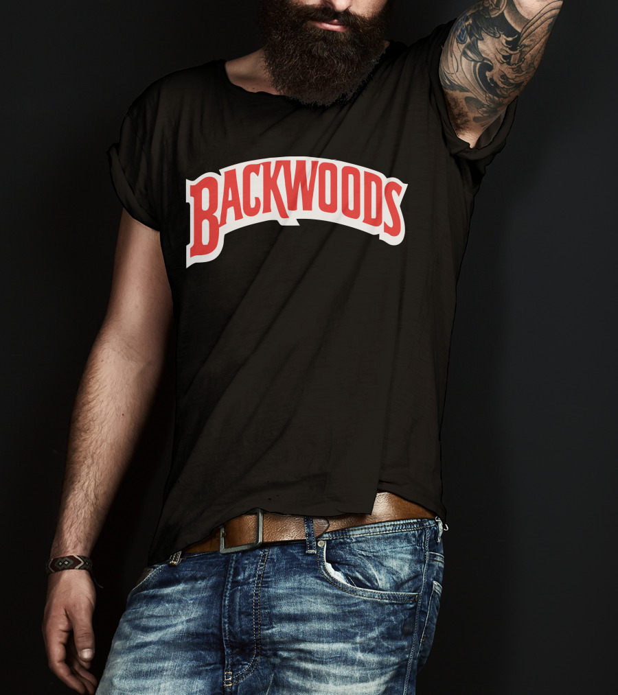 Backwoods Logo Red Arched Text T-Shirt