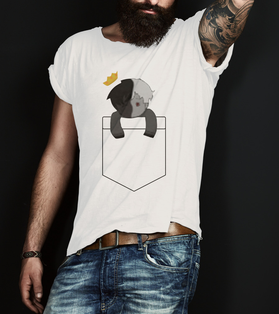 Ranboo Dual-Toned Character With Crown In Pocket T-Shirt