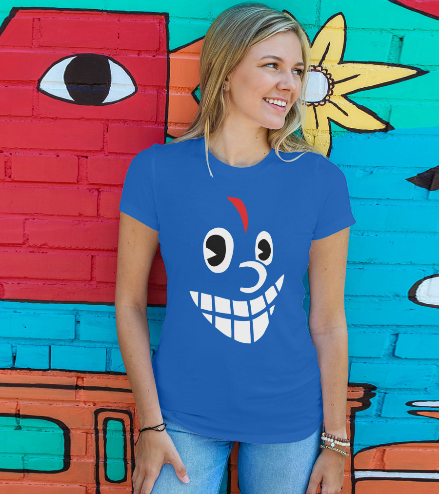 Lil Darkie Merch Blue Face Grin Red Accent T-Shirt