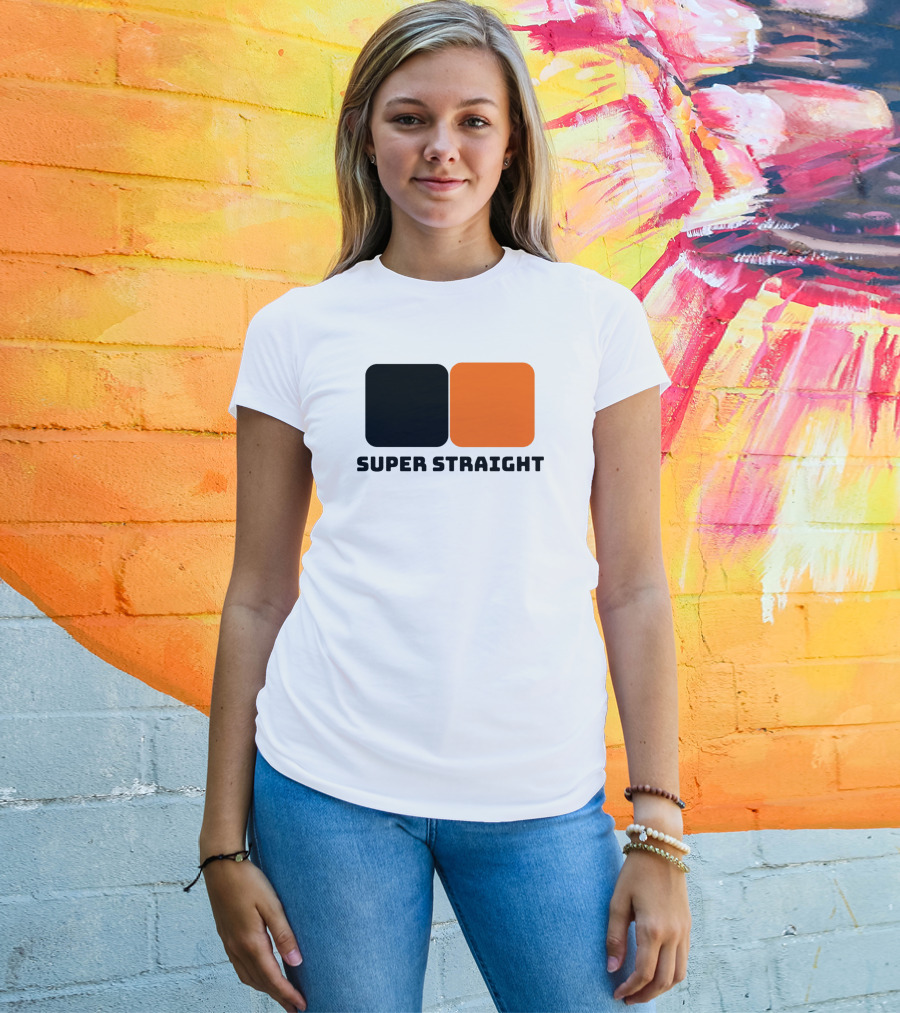Super Straight Black Orange Square T-Shirt